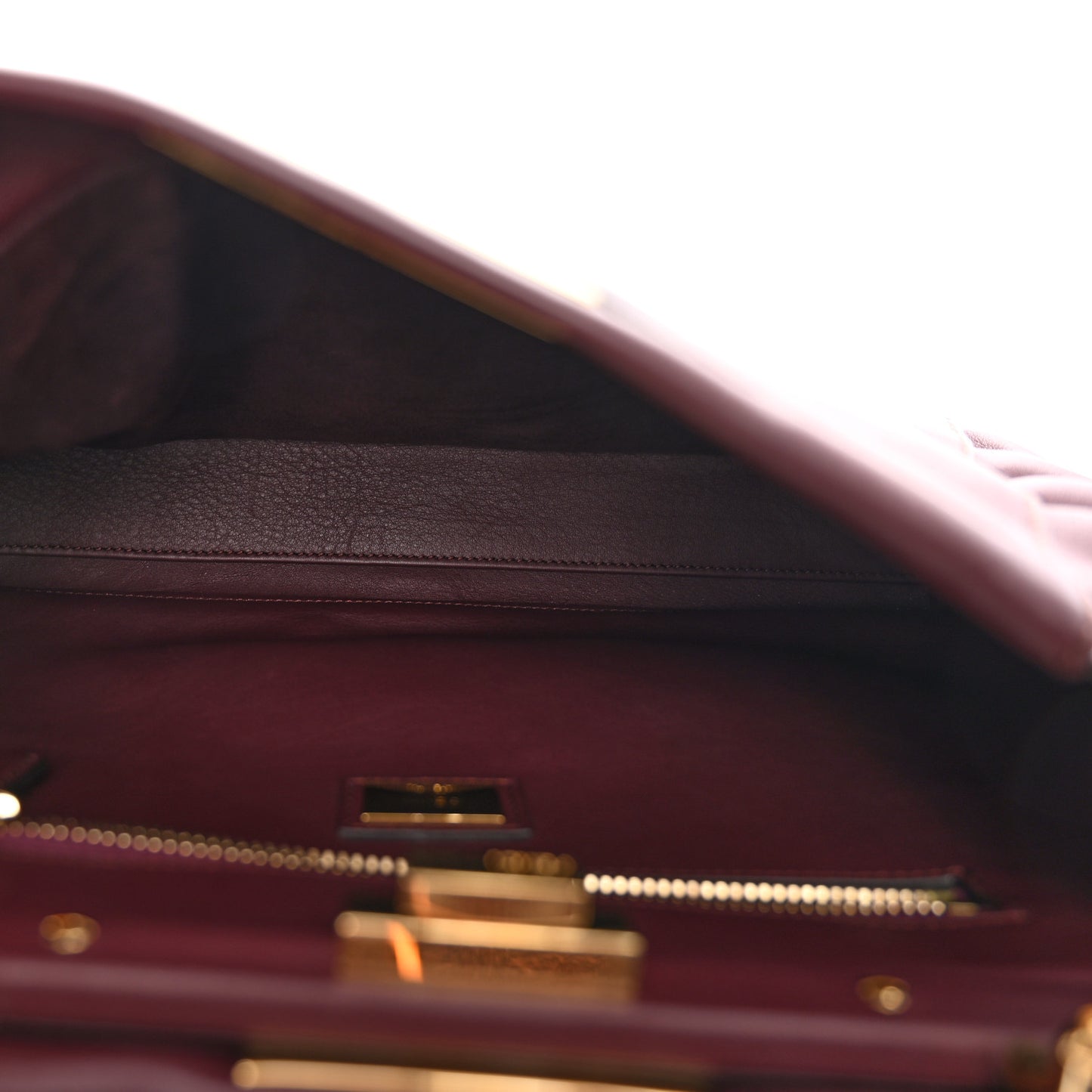 Vitello Seta Waves Bi-Color Medium Peekaboo Iconic Satchel Bordeaux Latte