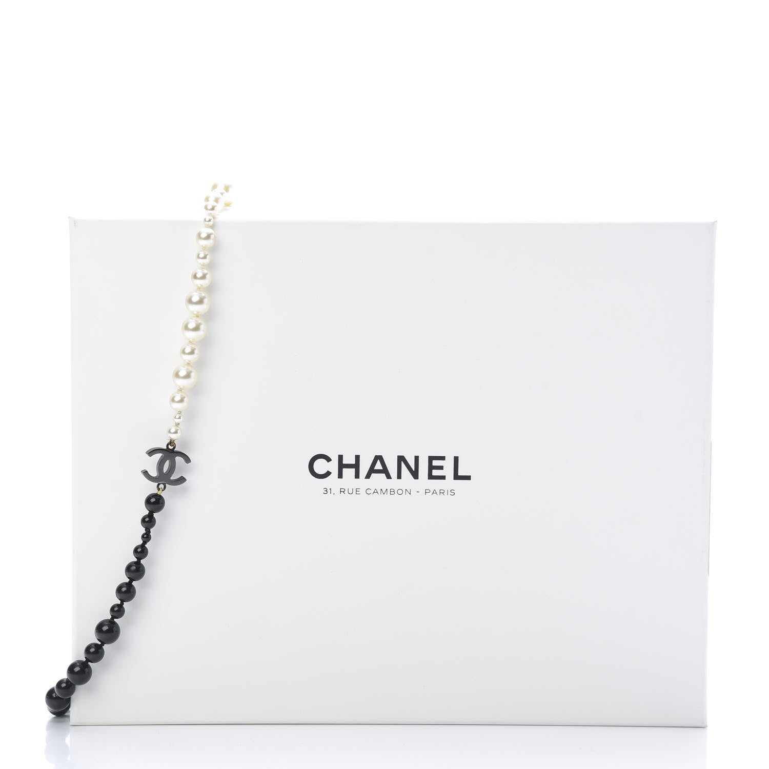 Chanel Pearl Beaded CC Long Necklace Black White 6 of 6