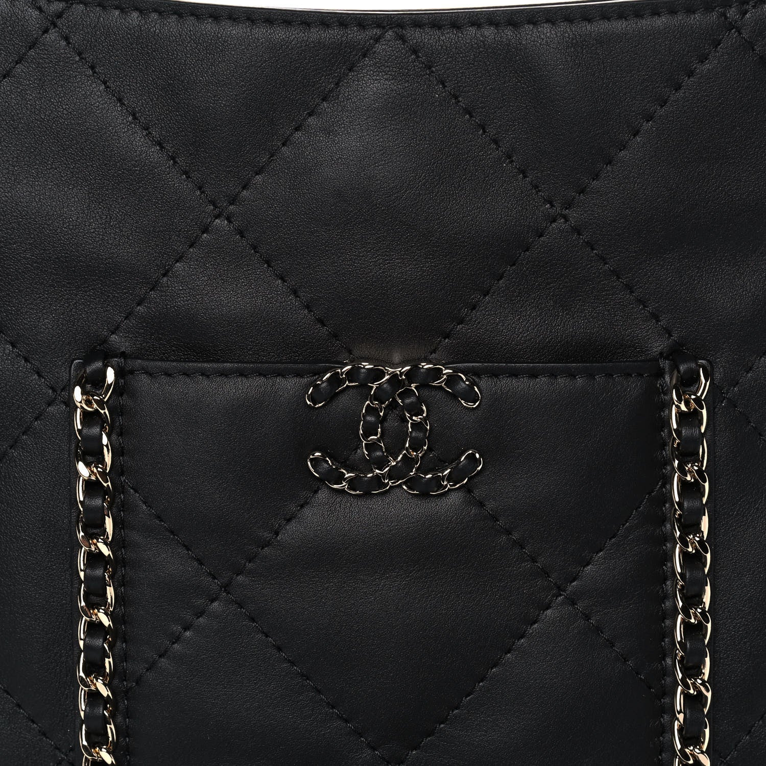 Chanel Calfskin Quilted Fringe Small Shopping Bag Black 8 of 11
