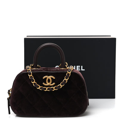Chanel Velvet Quilted Top Handle Mini Bowling Bag Dark Brown 11 of 11