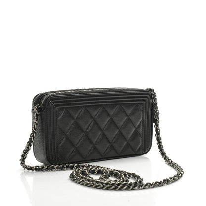 Chanel Calfskin Quilted Small Boy Clutch With Chain Black 3 of 8