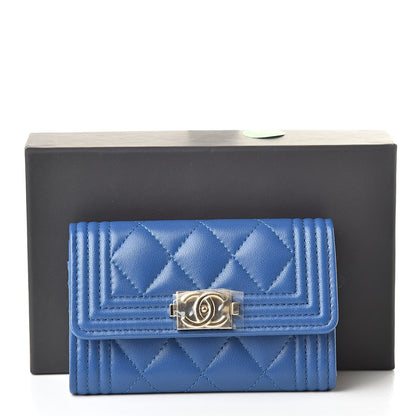 Chanel Lambskin Quilted Boy Card Holder Wallet Blue 9 of 9