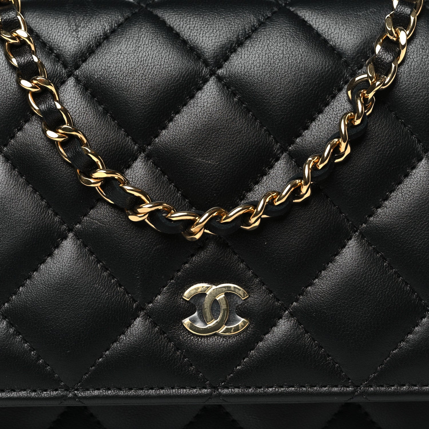 Chanel Lambskin Quilted Wallet On Chain WOC Black 9 of 11