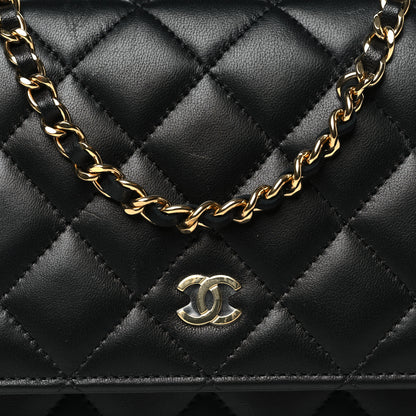 Chanel Lambskin Quilted Wallet On Chain WOC Black 9 of 11