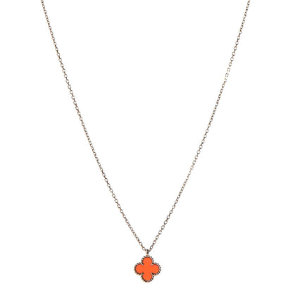 Van Cleef & Arpels 18K Rose Gold Carnelian Sweet Alhambra Pendant Necklace 1 of 8