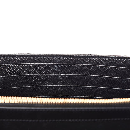 Saint Laurent Grain De Poudre Matelasse Chevron Monogram Chain Wallet Black 8 of 13