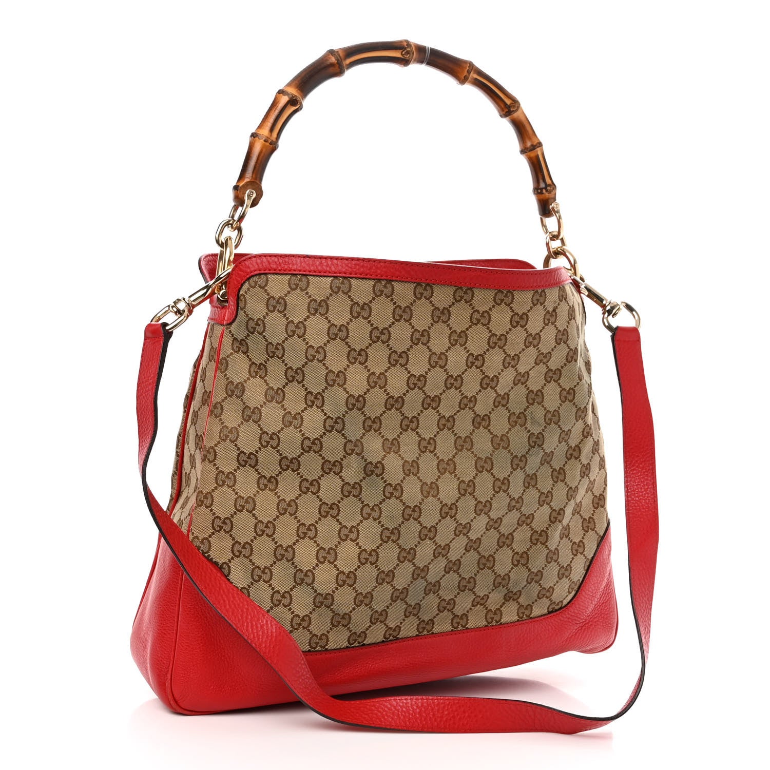 Gucci Monogram Medium Diana Bamboo Shoulder Bag Red 3 of 13