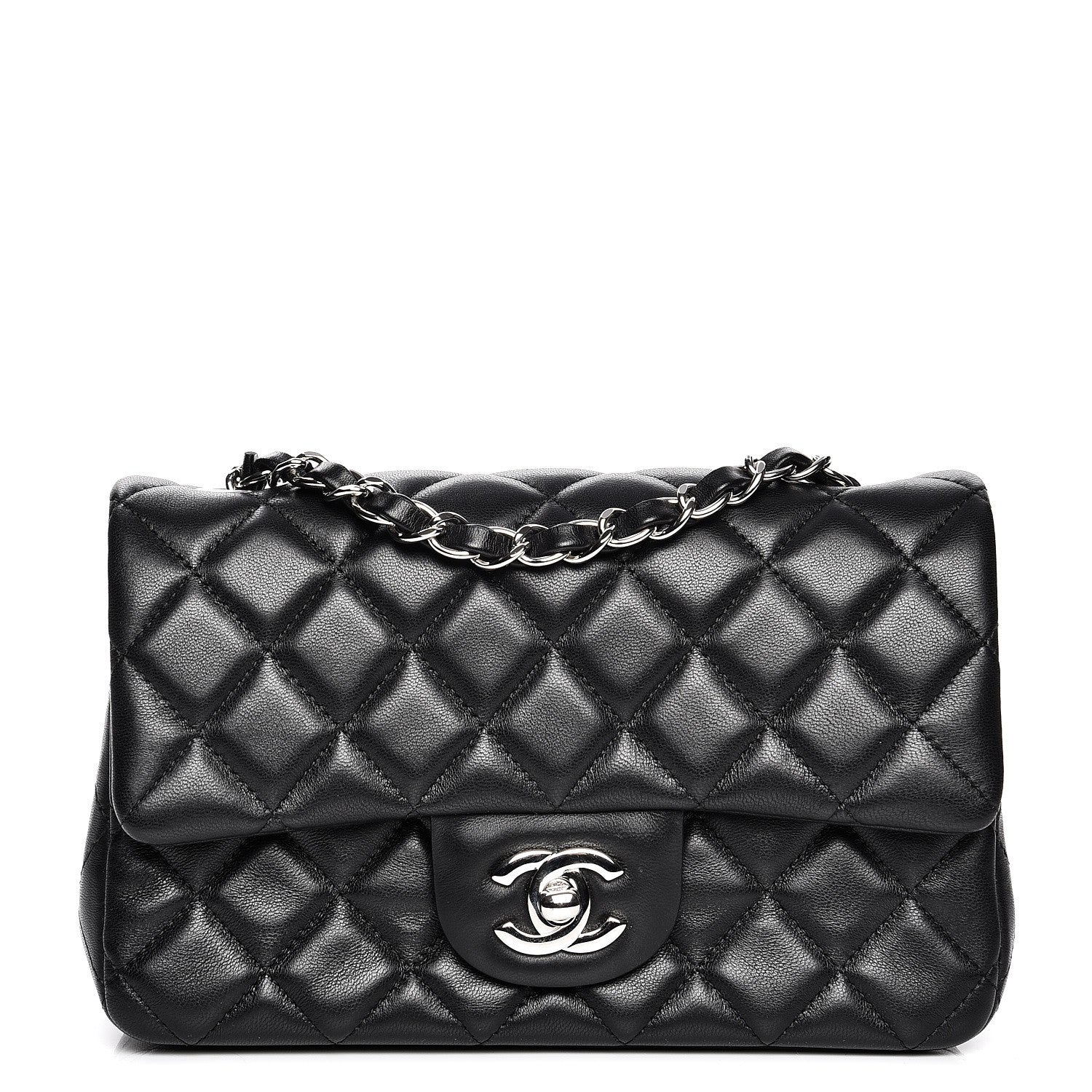 Chanel Lambskin Quilted Mini Rectangular Flap Black 1 of 8