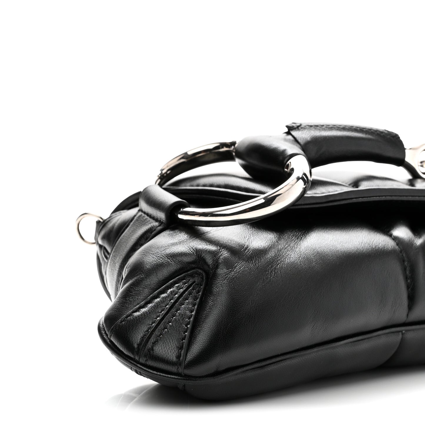 Nappa Vertical Matelasse Medium Maxi Horsebit Chain Shoulder Bag Black