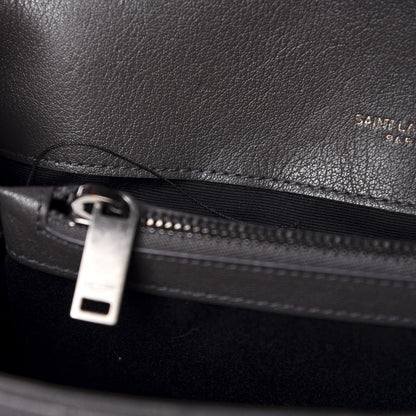 Saint Laurent Sheepskin Matelasse Chevron Monogram Medium College Bag Light Coal 11 of 12