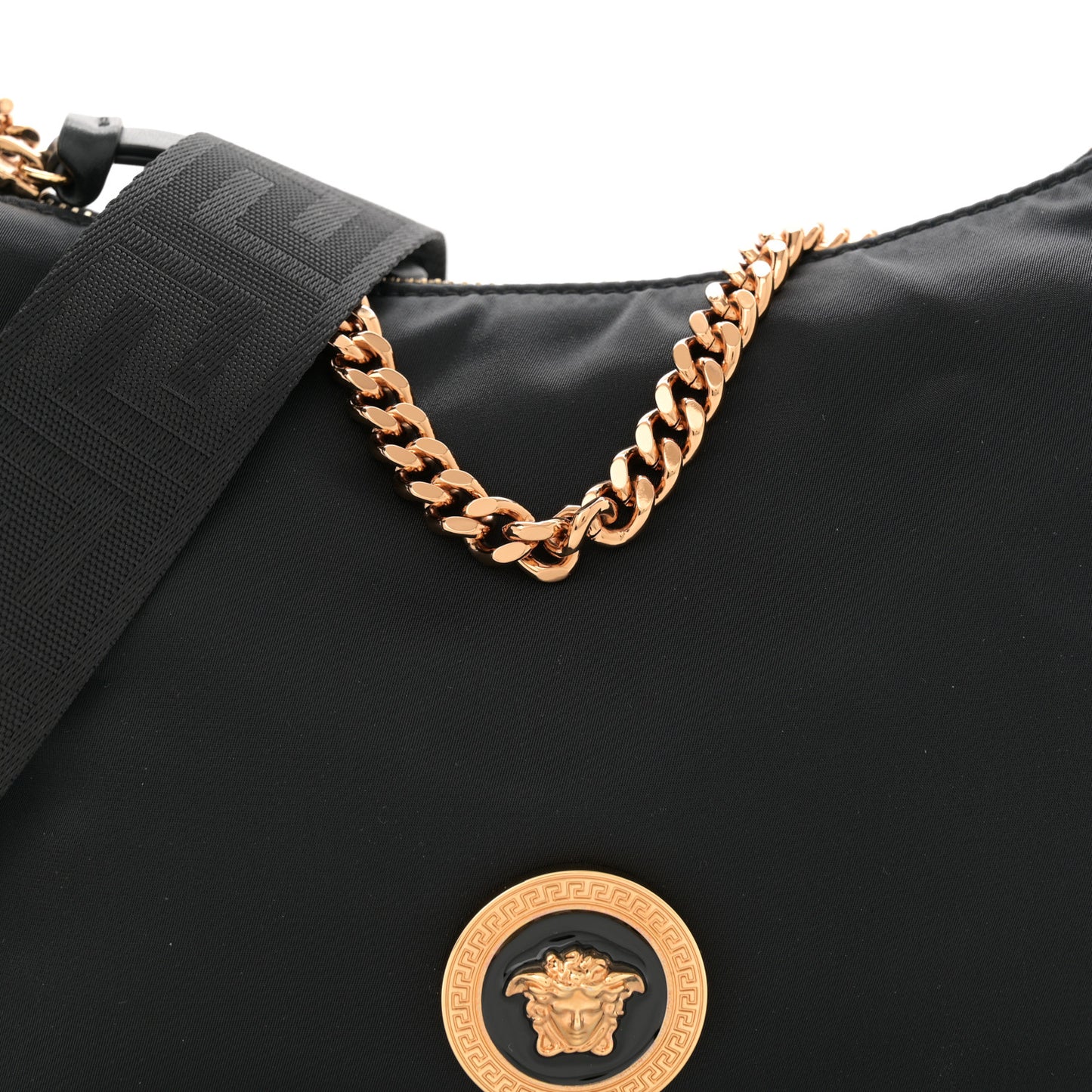 Nylon Tribute Chain Crossbody Shoulder Bag Black