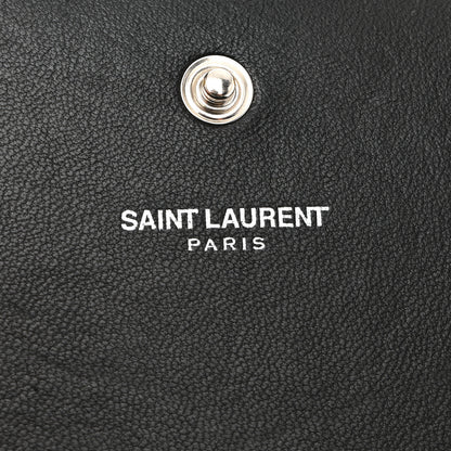 Saint Laurent Calfskin Crocodile Embossed Cassandre Wallet On Chain WOC Black 6 of 10