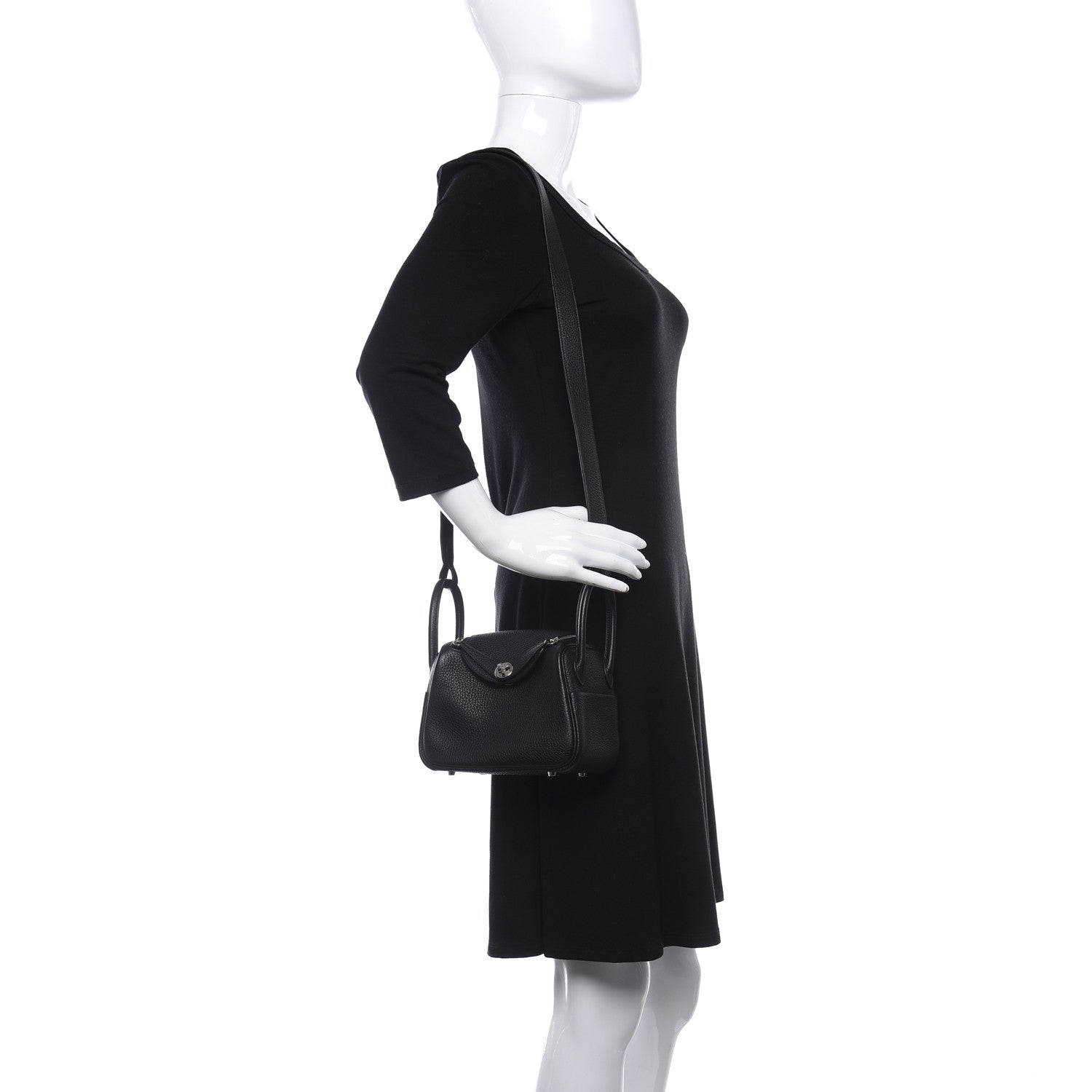 Hermes Taurillon Clemence Mini Lindy 20 Black 3 of 19