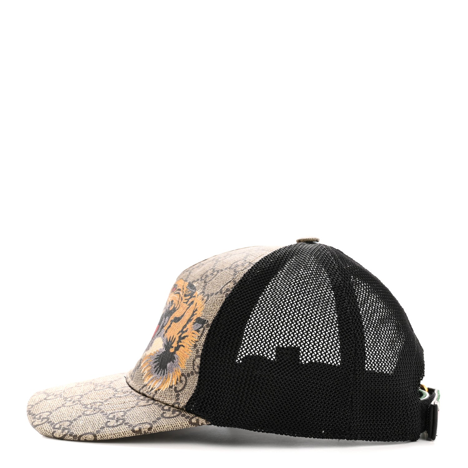 Gucci GG Supreme Monogram Tiger Print Baseball Hat XS Beige