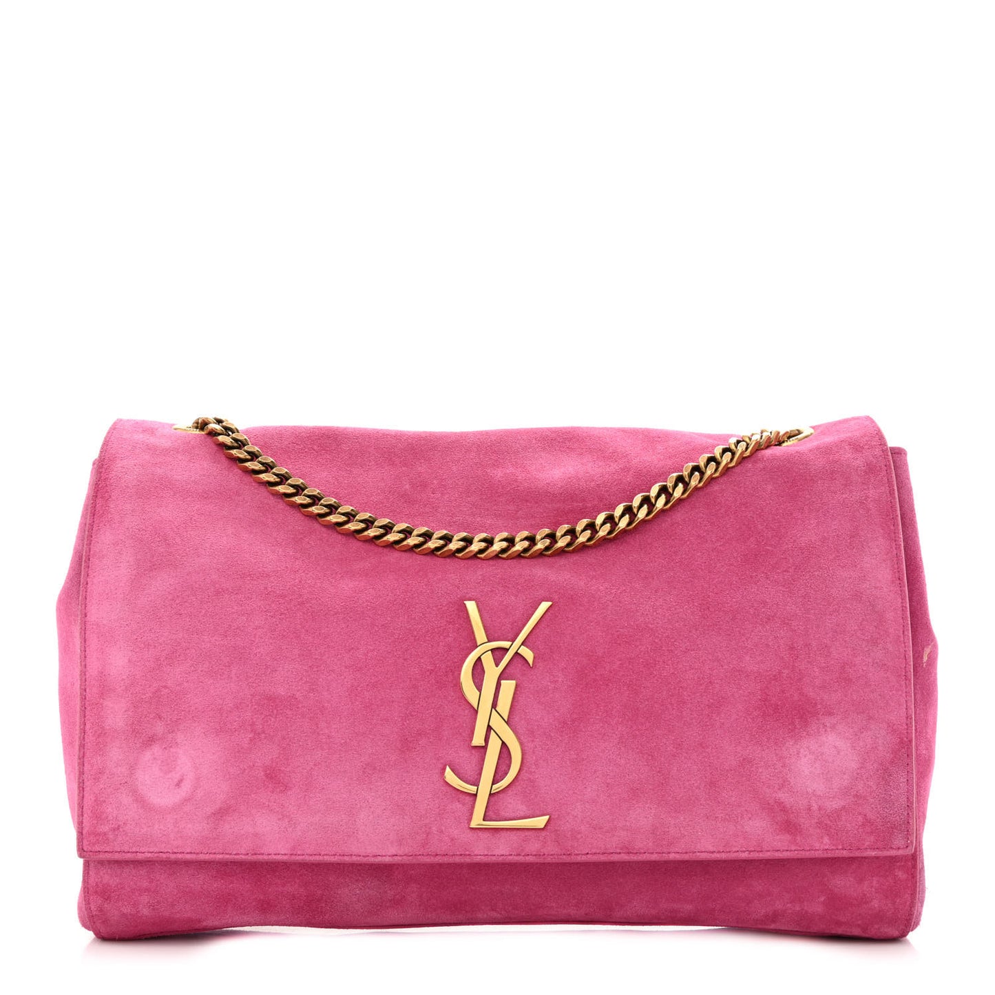 Smooth Calfskin Suede Medium Reversible Monogram Kate Satchel Rose Rubis