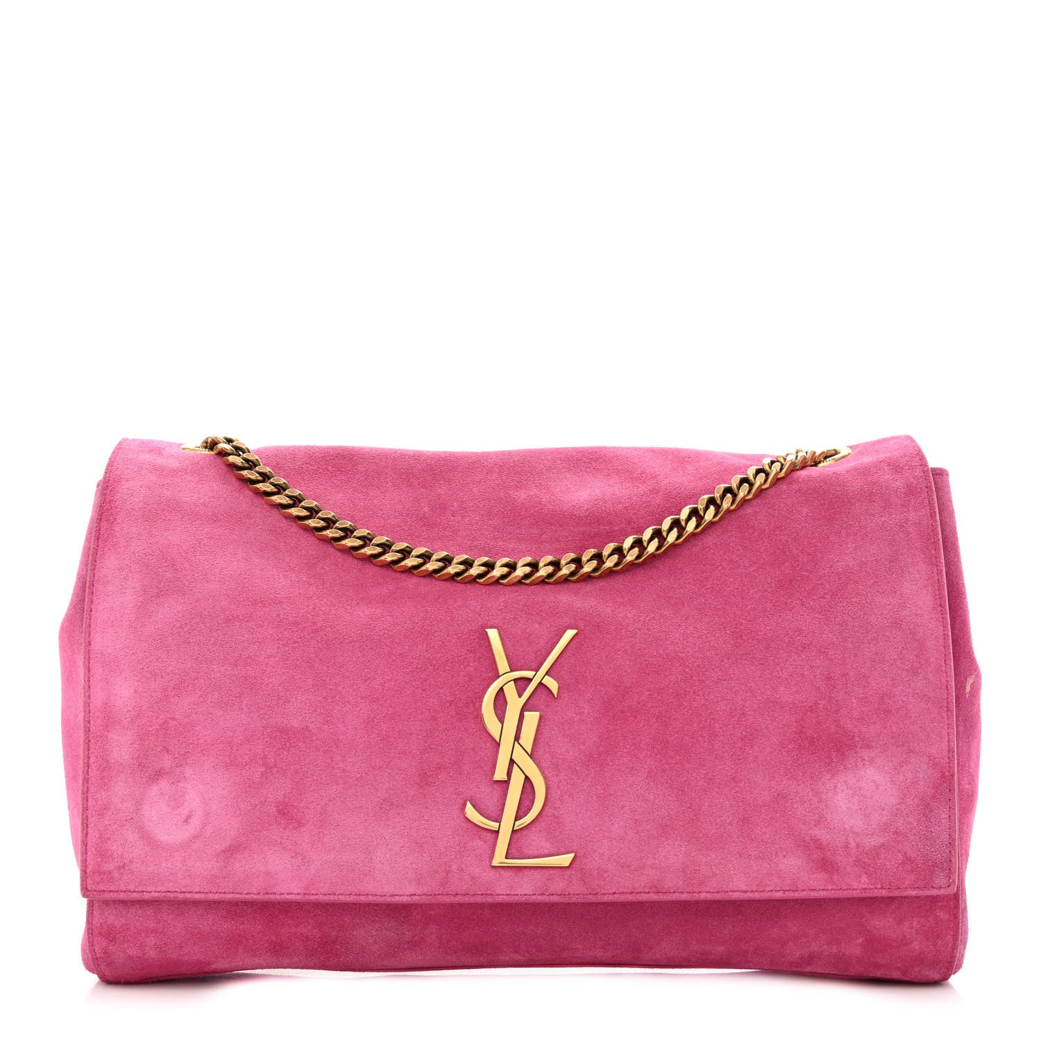 Saint Laurent Smooth Calfskin Suede Medium Reversible Monogram Kate Satchel Rose Rubis 11 of 20