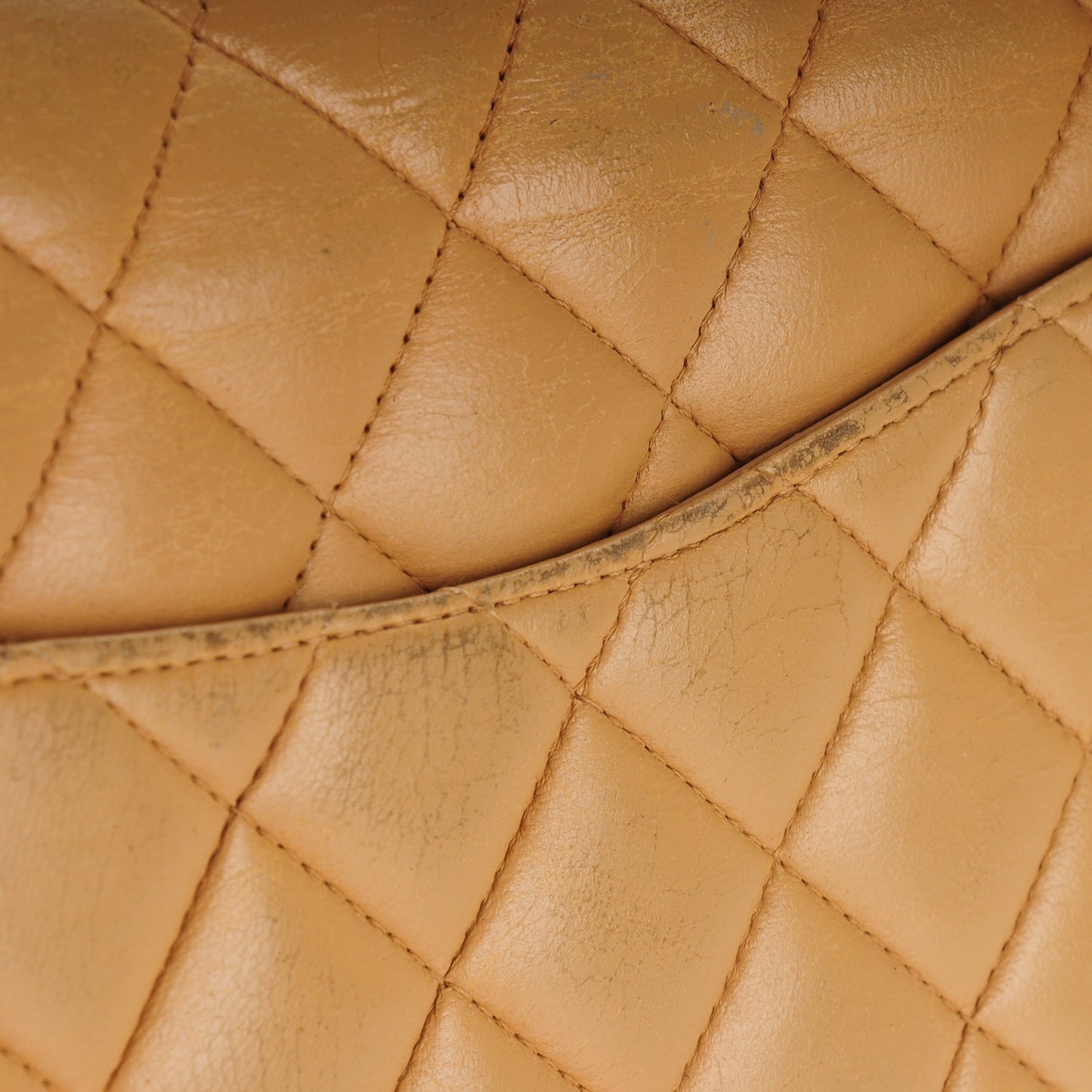 Lambskin Quilted Medium Double Flap Beige