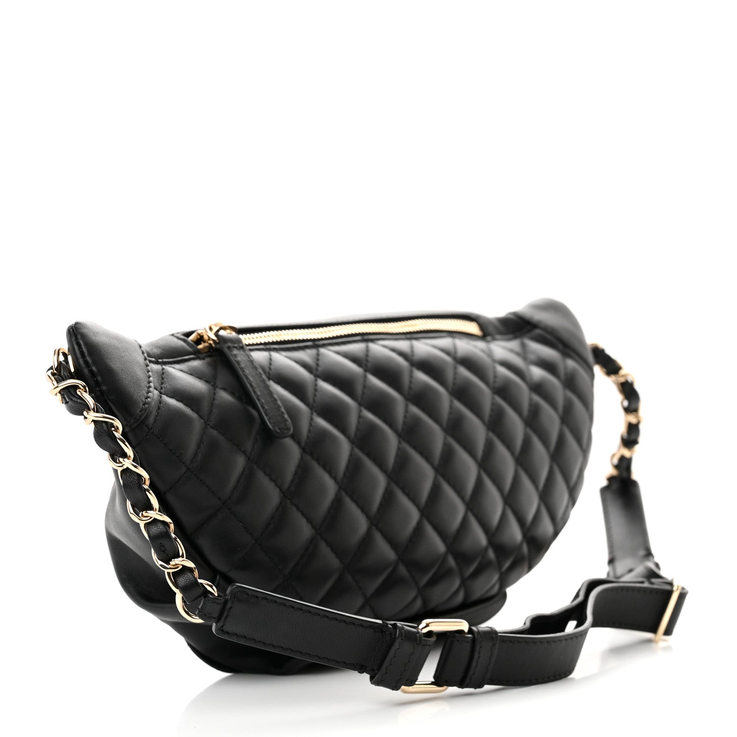 Chanel Lambskin Quilted Waist Bag Fanny Pack Black 3 of 15