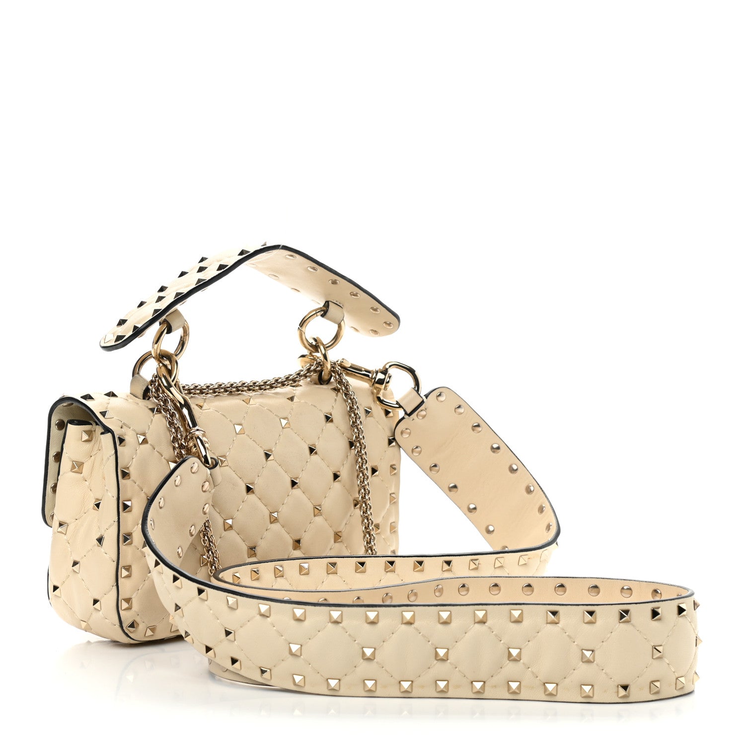 Valentino Garavani Nappa Small Rockstud Spike Shoulder Bag Light Ivory 3 of 14