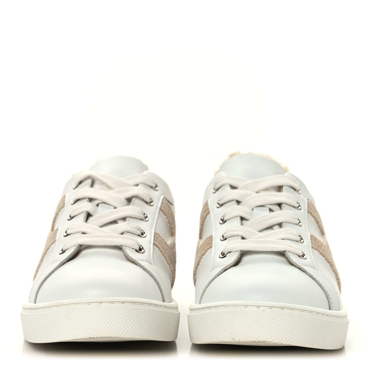 Calfskin Shearling Womens Avantage Sneakers 37.5 White Ecru