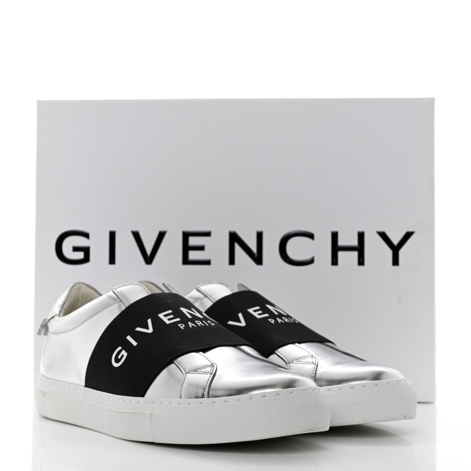 Givenchy Calfskin Band Logo Womens Urban Street Sneakers 38 Silvery 9 of 9