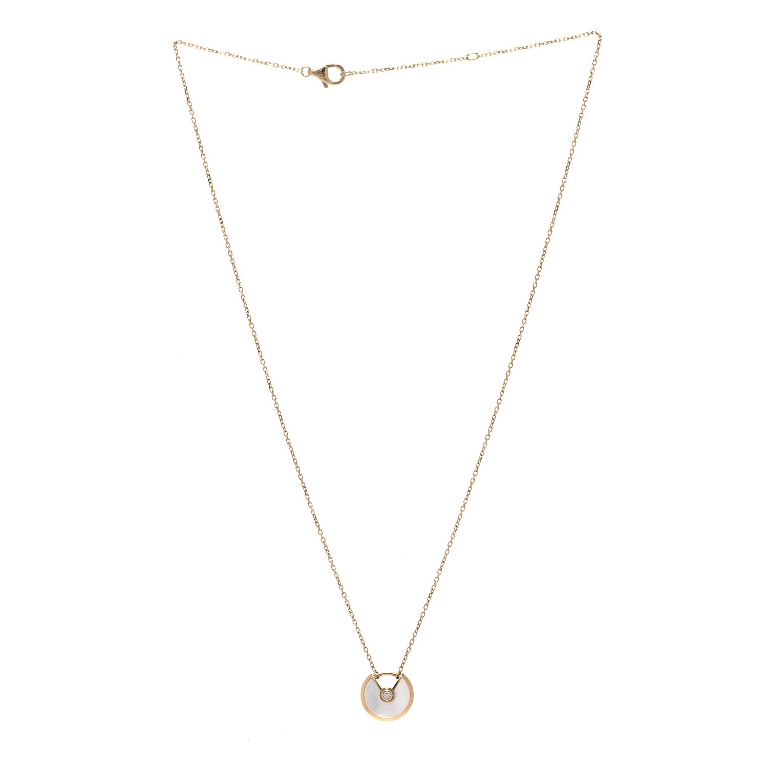 Cartier 18K Yellow Gold Diamond Mother of Pearl XS Amulette de Cartier Pendant Necklace 2 of 5