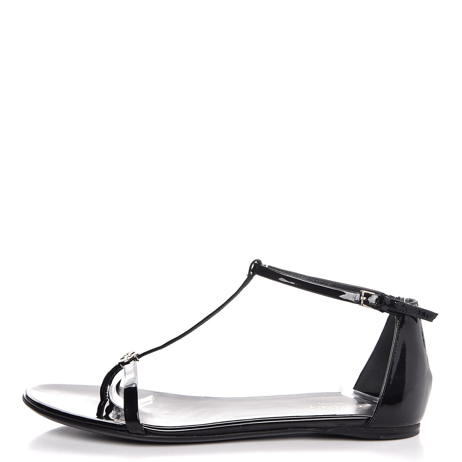 Gucci Patent GG T Strap Sandals 35 Black 1 of 9