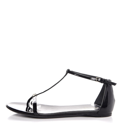 Gucci Patent GG T Strap Sandals 35 Black 1 of 9