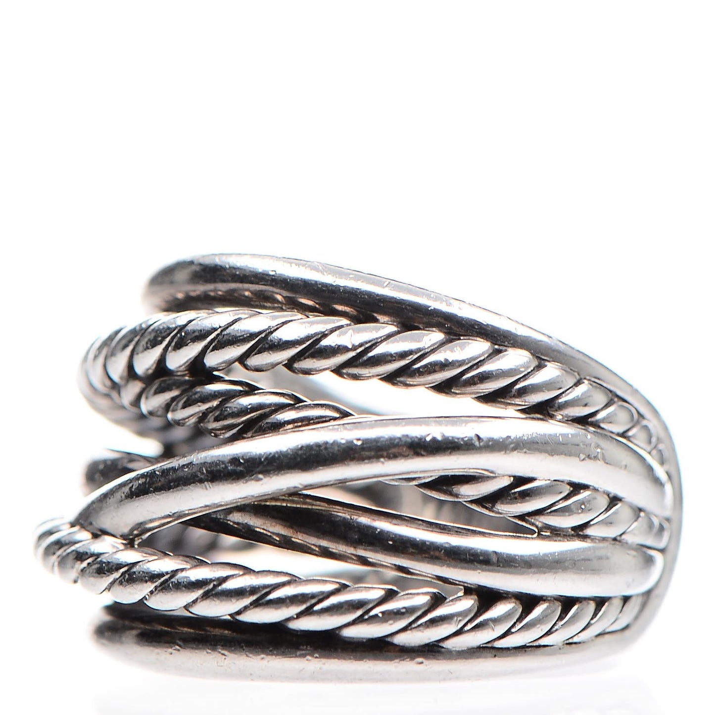Sterling Silver 18mm Wide Crossover Cable Ring 57 8