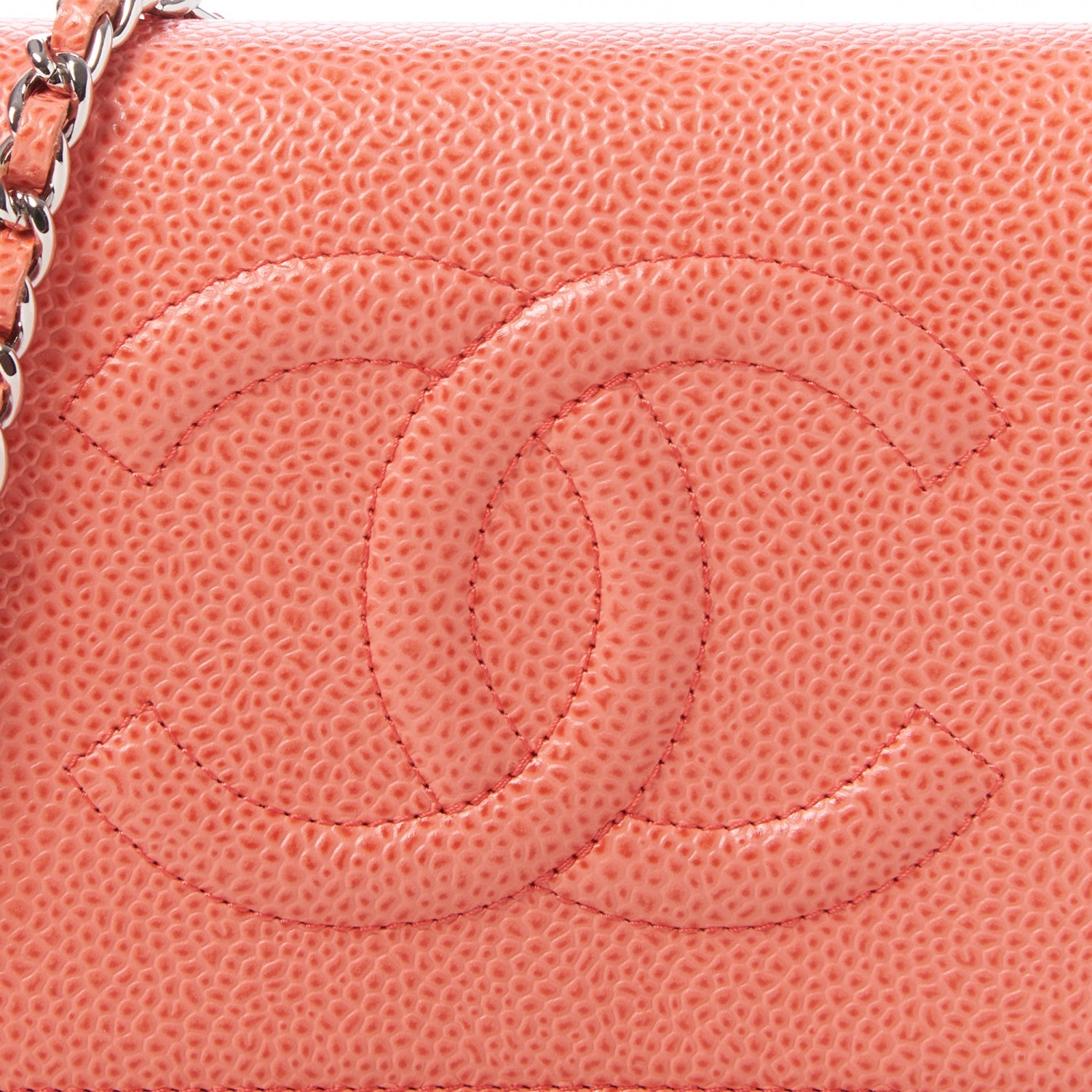 Chanel Caviar Timeless CC Wallet On Chain WOC Coral 6 of 9