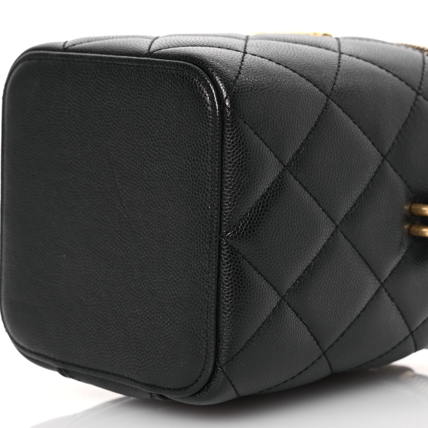Caviar Quilted Small Vertical Vanity Case With Chain Black