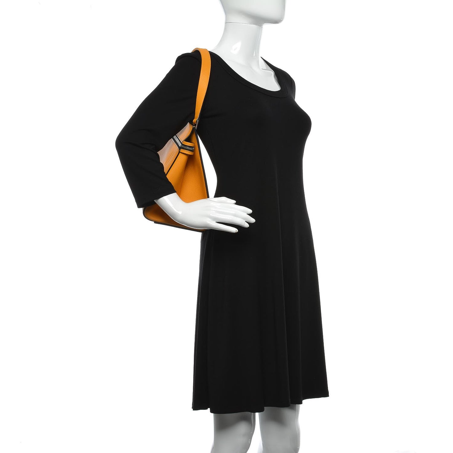 Drummed Calfskin Small Edge Shoulder Bag Saffron