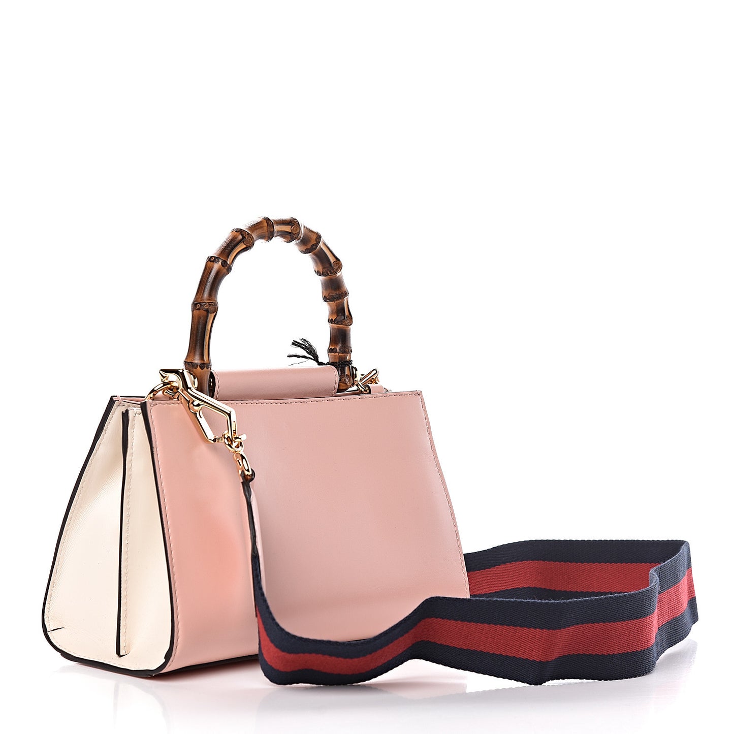 Nappa Bamboo Web Mini Nymphaea Top Handle Bag Perfect Pink Mystic White