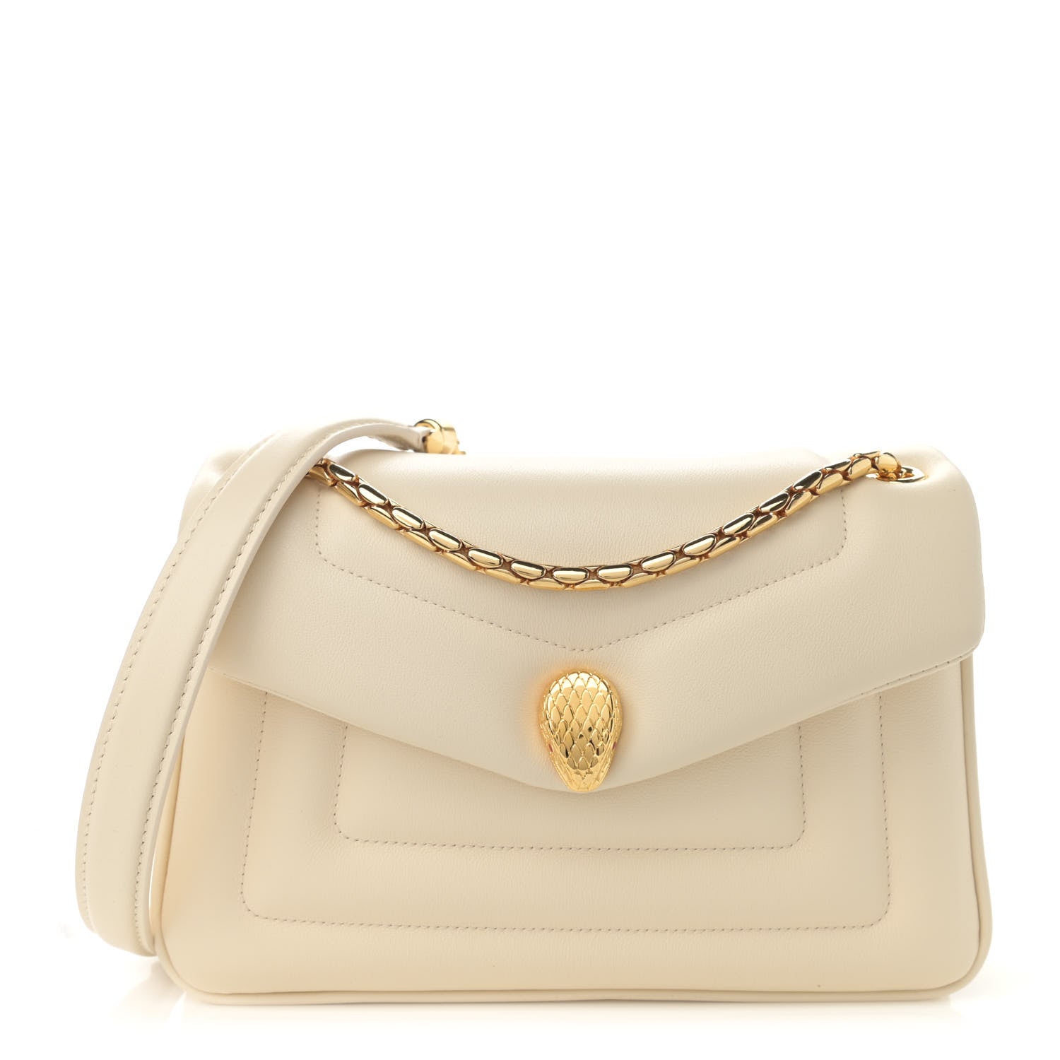 Bulgari Calfskin Matelasse Serpenti Reverse Crossbody Bag Ivory Opal 1 of 11