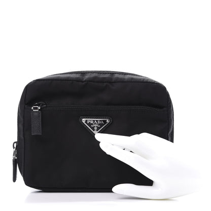 Prada Tessuto Nylon Saffiano Maniglia Pouch Black 2 of 6