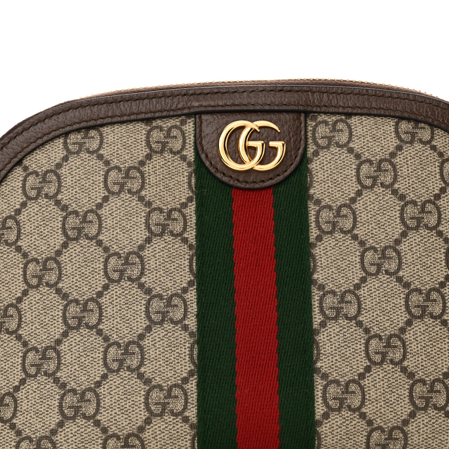 Gucci GG Supreme Monogram Textured Calfskin Web Large Ophidia Cosmetic Case Beige Ebony New Acero 7 of 12
