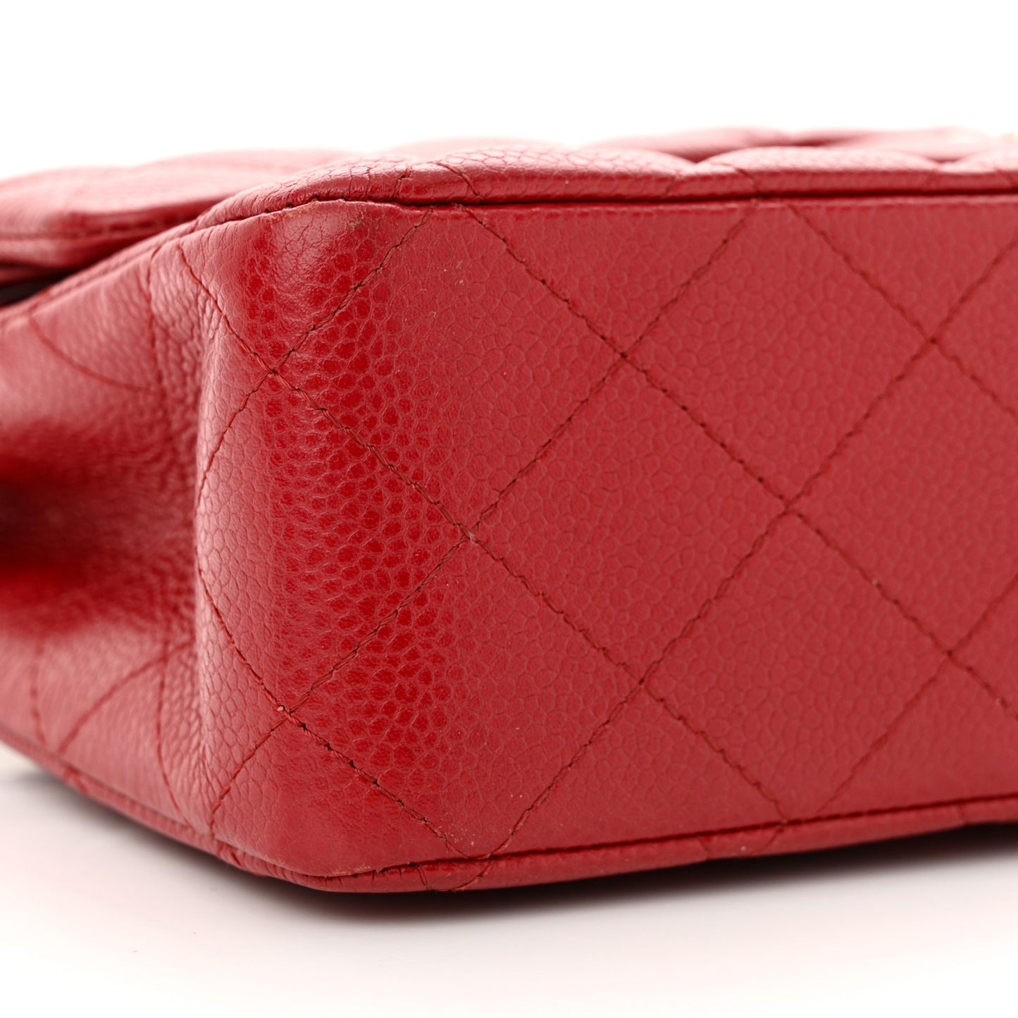 Caviar Quilted Medium Double Flap Red