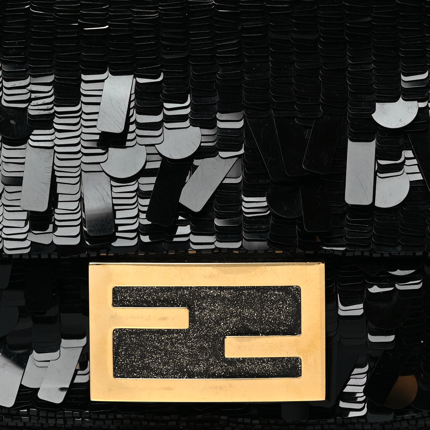 Sequin Paillettes Shiny Nappa Sex and the City Mini Baguette Black