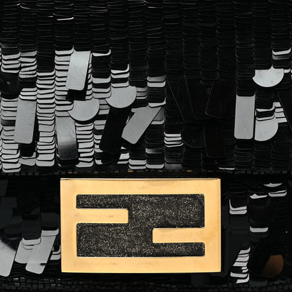 Fendi Sequin Paillettes Shiny Nappa Sex and the City Mini Baguette Black 7 of 9