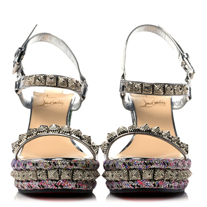 Christian Louboutin Paillette Pira Ryad 110 Wedge Sandals 38 Silver 2 of 11