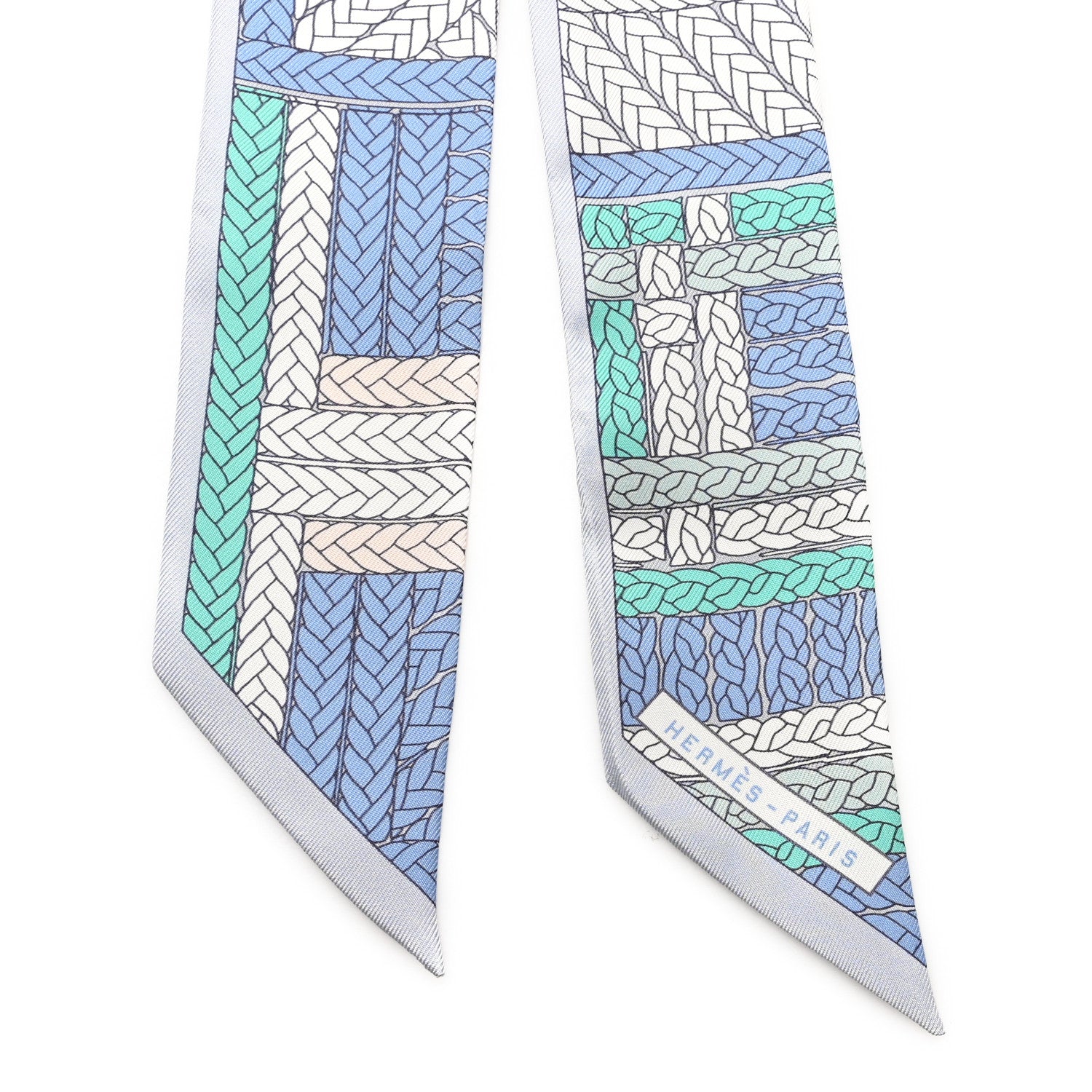 Hermes Silk Tresses H Twilly Bleu Jean Gris Perle 2 of 3