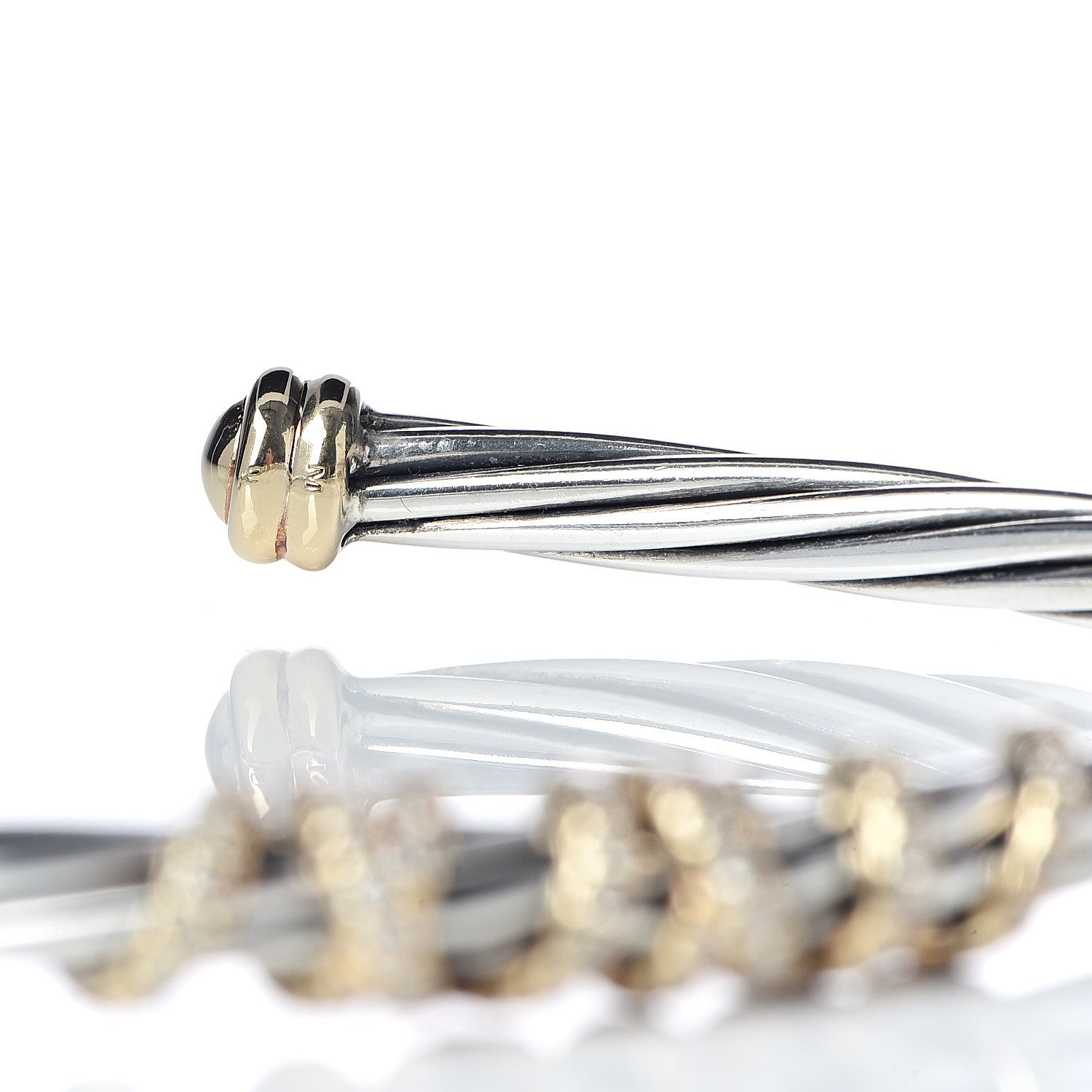 David Yurman Sterling Silver 18K Yellow Gold Diamond 4mm Helena Station Bracelet M 5 of 5