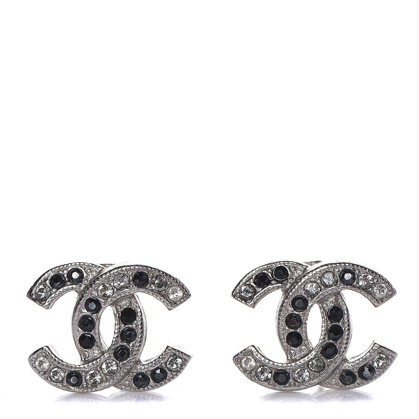 Crystal CC Earrings Silver Black