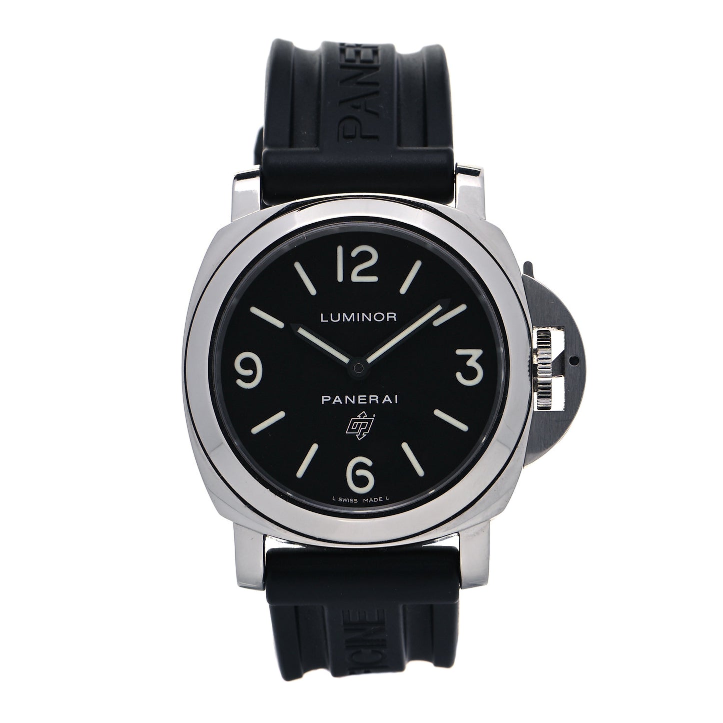 Stainless Steel Rubber 44mm Luminor Base Logo Manual Winding Watch Black PAM00773