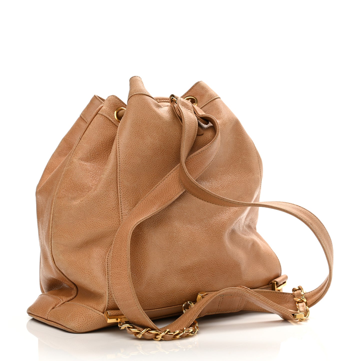 Caviar Drawstring Backpack Beige