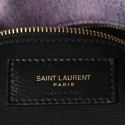 Saint Laurent Denim Quilted Small Loulou Puffer Monogram Chain Satchel Bleached Lilac 7 of 11