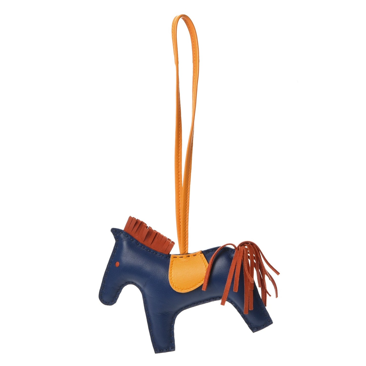 Milo Lambskin Grigri Rodeo Horse Bag Charm MM Bleu de Malte Cornaline Jaune D'Or