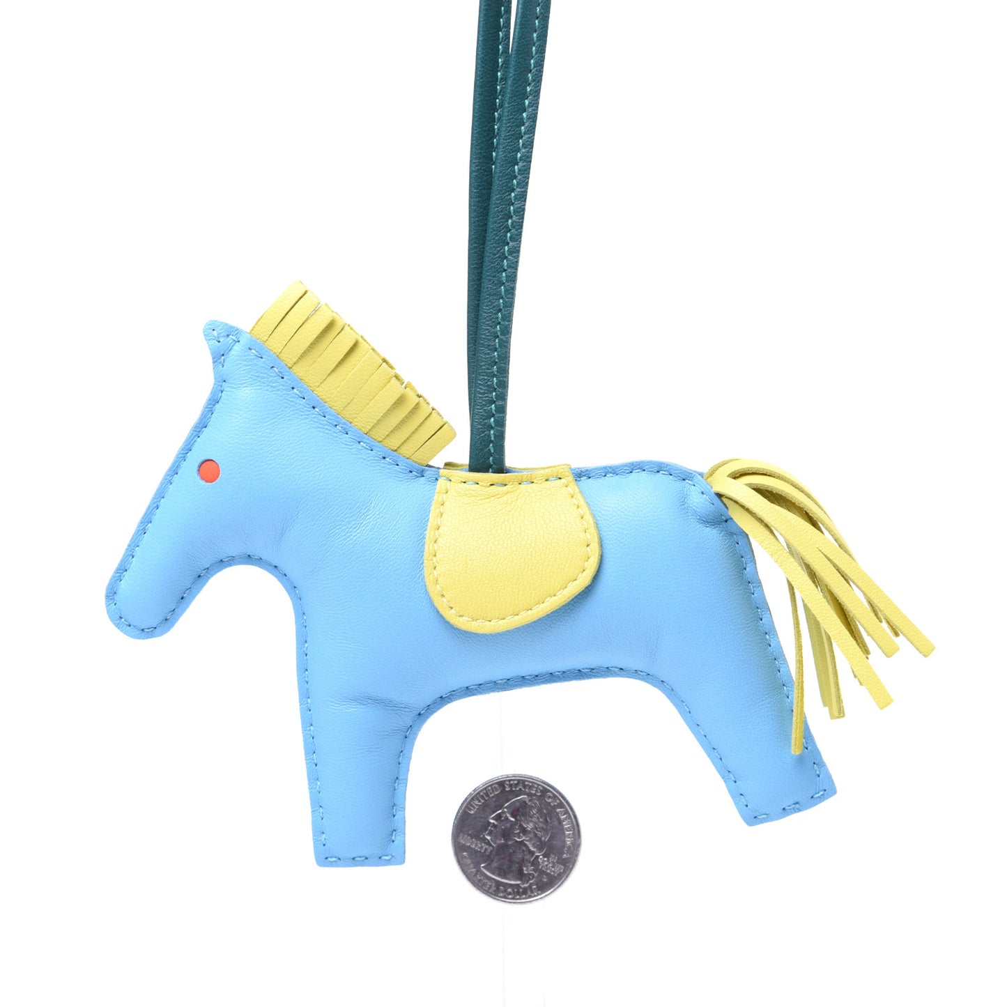 Milo Lambskin Grigri Rodeo Horse Bag Charm MM Bleu Celeste Lime Malachite