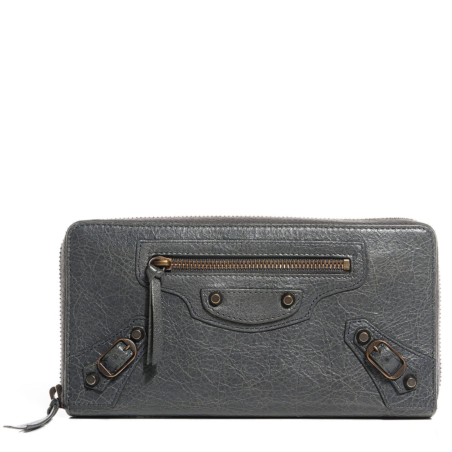 Agneau Classic Hardware Continental Zip Around Wallet Gris Tarmac