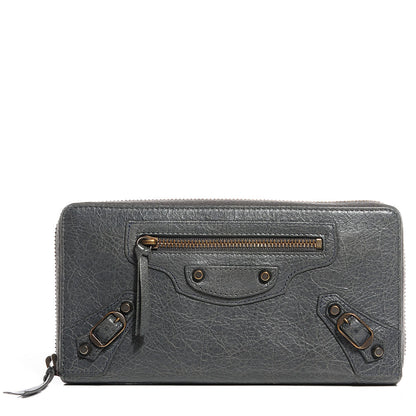 Balenciaga Agneau Classic Hardware Continental Zip Around Wallet Gris Tarmac 1 of 8